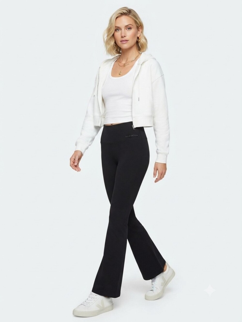 Ann Andelman Black High Waist Flare Leggings Pants Cut Tags Sz M/L